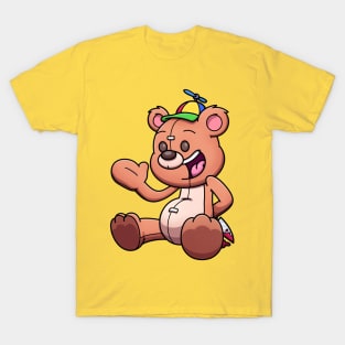 Creepy Teddy Bear Wearing Propeller Hat T-Shirt